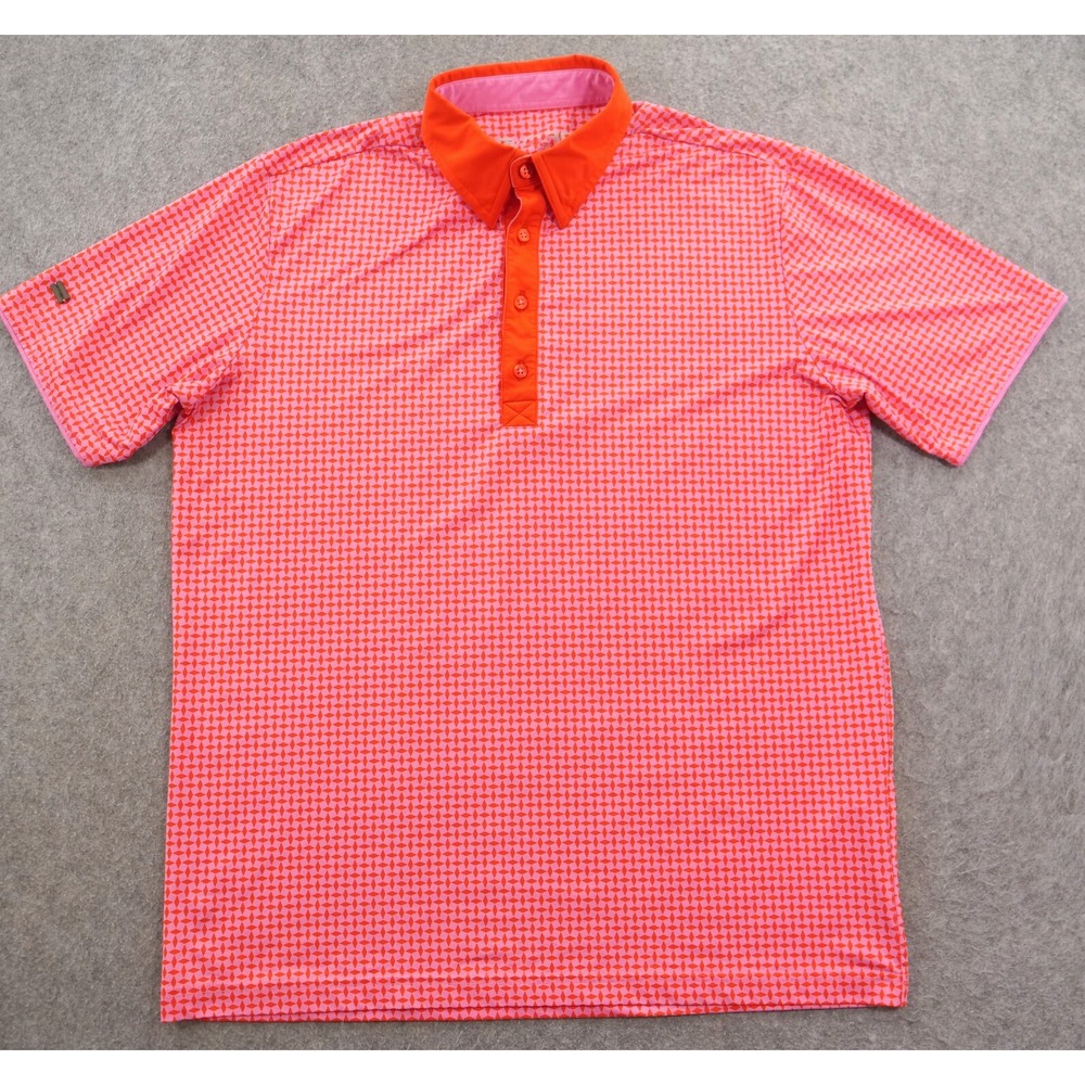 G Mac Kartel Polo Shirt Mens Medium Pink Red Golf Logo Stretch Performance